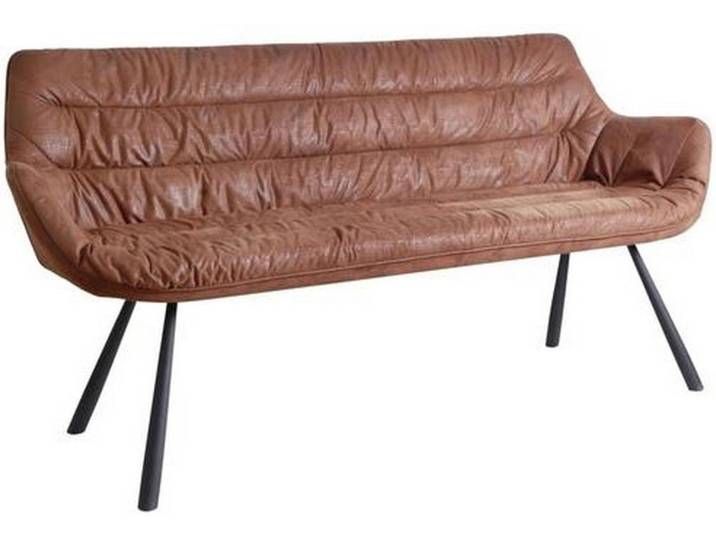 Hom`in Sitzbank, Braun, Schwarz, Metall, 3-Sitzer, 177.5x87.5x64 cm, Esszimmer, Bänke, Sitzbänke