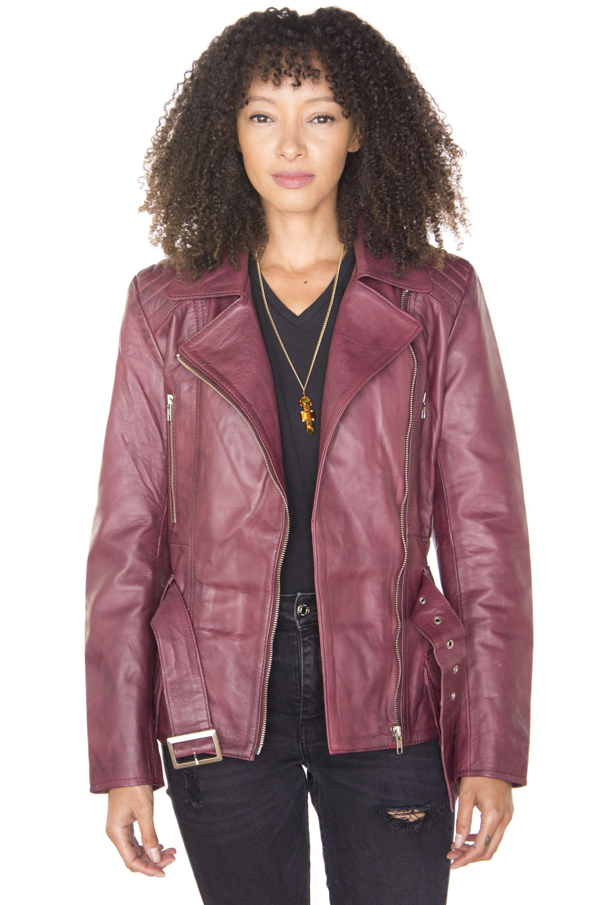 Lange Damen-Bikerjacke aus Leder – Quito