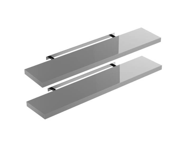 CASARIA 2x Étagères Murales Flottantes 110 cm Gris Brillant MDF Robuste Effet Flottant étagère Bois Rangement décoration