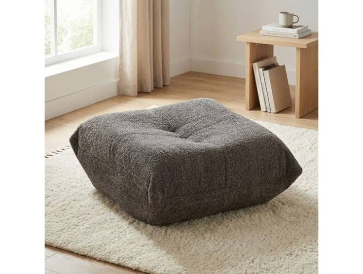 Pouf de Salon - 94 x 83 x 34 cm - Design Togo en Chenille avec Boutons - Repose-pieds & Banc à Chaussures - Gris