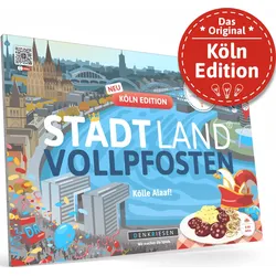 Denkriesen - Stadt Land Vollpfosten® Köln Edition – Spielblock Partyspiel mit Köln Kategorien, Stadt Land Fluss Variante