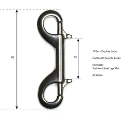 11BAR - Flatpin Double Ender - 90 mm Edelstahl V4A