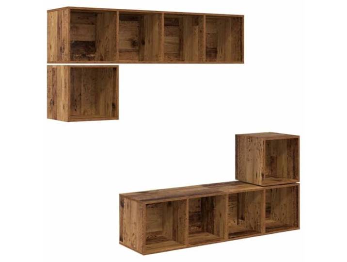 GKHPYURE TV-Möbel-Set aus Holz, 4 Stück Wandmontage, Plattenregale, moderner Stil, platzsparend, nur für den Innenbereich geeignet