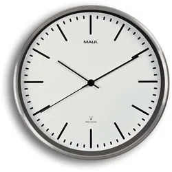MAUL Wanduhr MAULfly Ø 30.5 x 5 cm funkgesteuert Aluminium 1 x AA (1.5 V) weiß