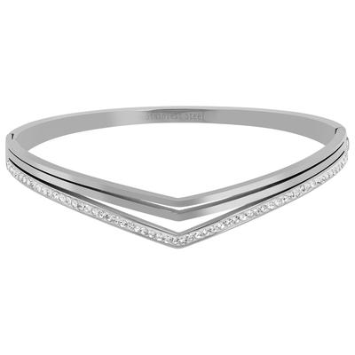 Armreif ADELIA´S "Armband – Armreif aus Edelstahl mit Strass Steinchen Ø 6,0 cm cm", silber, Armbänder, Damen, 6cm, Edelstahl, Armreif, Zum Verschenken – ideal zum Geburtstag