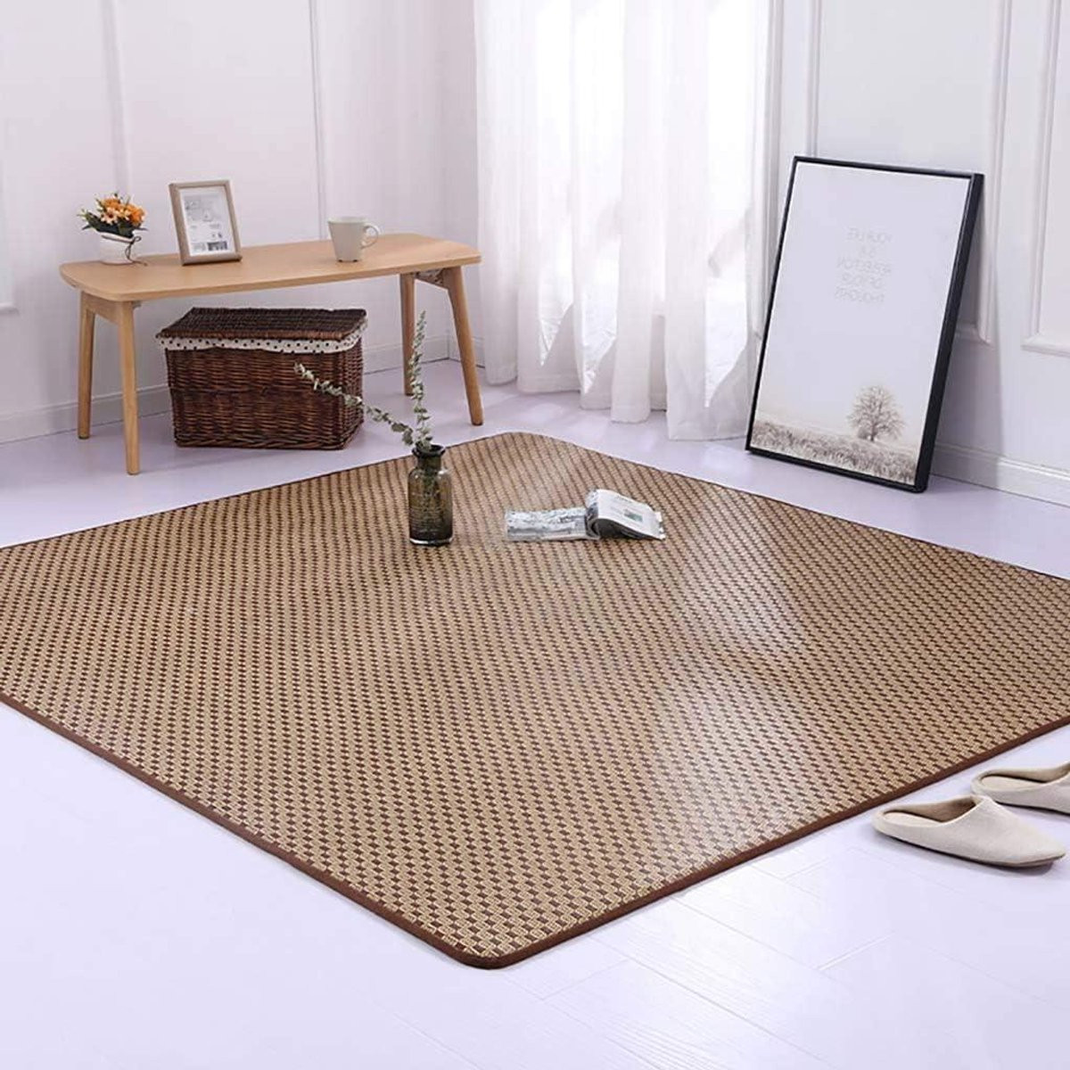 Gestreept Tatami Vloerkleed van Handgeweven Jute - 90 x 200 cm