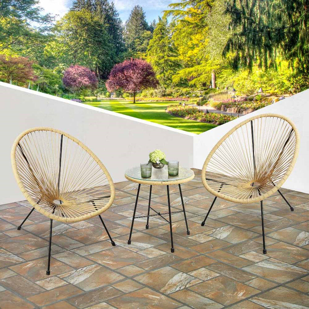 Zipcode Design Carlson 2 Seater Outdoor Conversation Sets Black/Natural 110