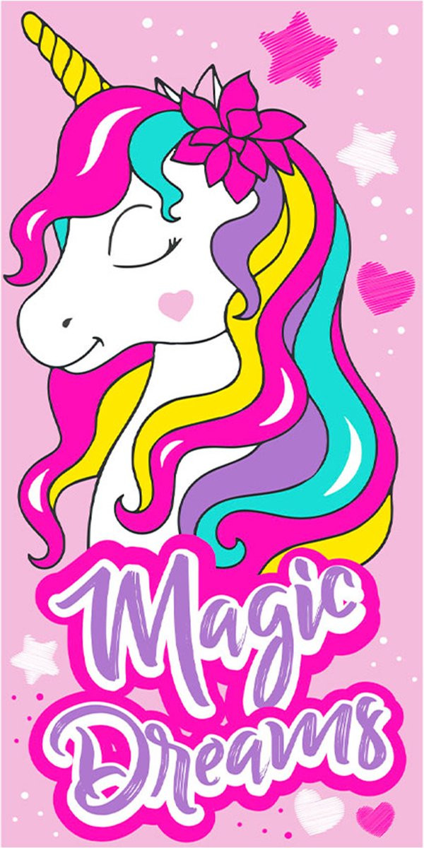 Magic Dreams Unicorn Strandlaken voor volwassenen, Polyester, 70 x 140 cm