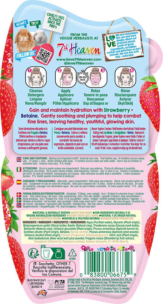 7th Heaven Plump And Quench mascarilla crema de fresas 15 gr