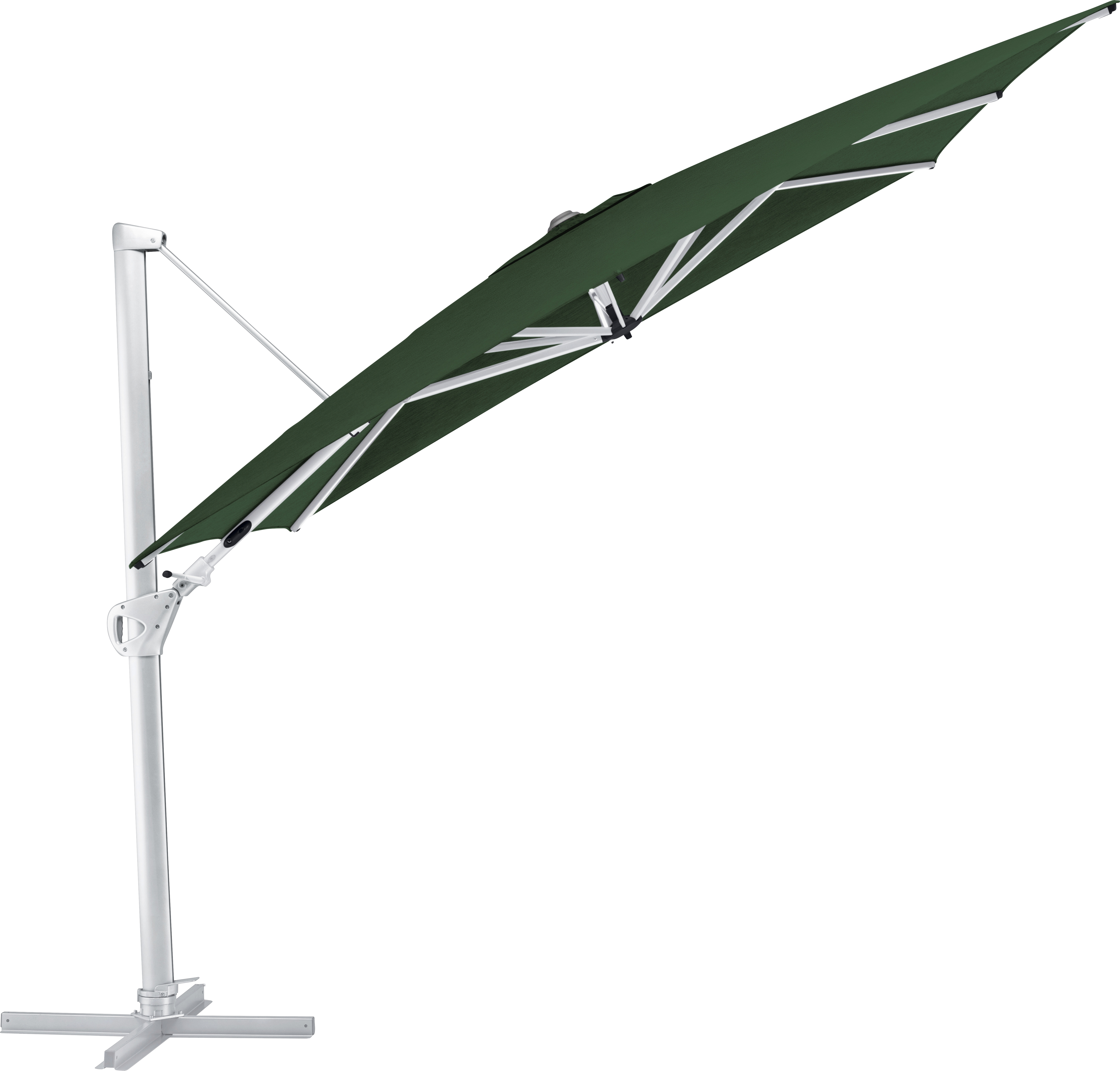 Kettler Easy Swing Ampelschirm 300x300 cm, UPF50+, inkl. Abdeckhaube+ Schirmständer, silber/grün, Aluminium/Polyester mit Polyurethan-Beschichtung