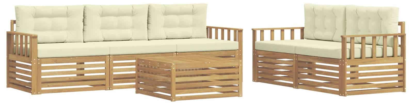 Outdoor-Sofagarnitur 6 pcs Weiß und Creme