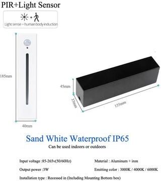 Uplift Picks 3W PIR Motion Sensor Stair Light Slim LED Wall Lamp white Sensor (185mm) 3 W white Light (6000k)