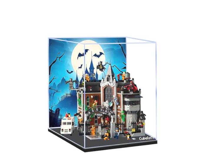 Acryl-Vitrine für Lego 76300 Arkham Asylum Bauset, staubdichte transparente Box – nur Vitrine, Schaukasten kompatibel mit Lego 76300 (Rückenspray 3 mm A)