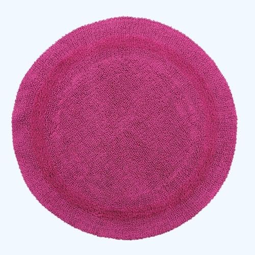 Homescapes Ronde badmat Framboos - 80 cm - Katoen met omkeerbaar design
