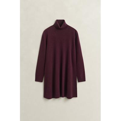 Midikleid GANT "SUPERFINE LAMBSWOOL", Damen, Gr. S, N-Gr, Langarm, Strick, schwarzened wine, Strick, Obermaterial: 100% Wolle, A-Linie ca. Mitte Oberschenkel, Rippbündchen, Kleider Midikleid