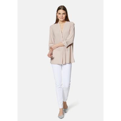 Langarmbluse MADELEINE "Hemd Langes Hemd mit Stehbundkragen", Damen, Gr. 36, beige (perlmutt), Obermaterial: 92% Polyester PES. 8% Elasthan EL., Modern, Blusen