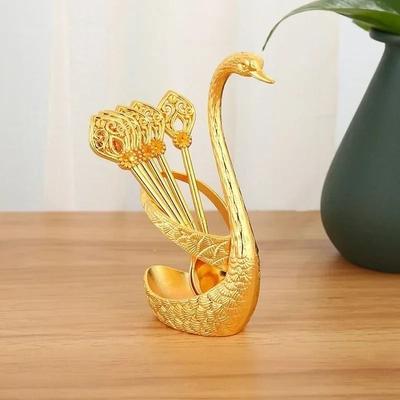 Uplifted Goods Creative Swan Cutlery Storage Set gold Set
