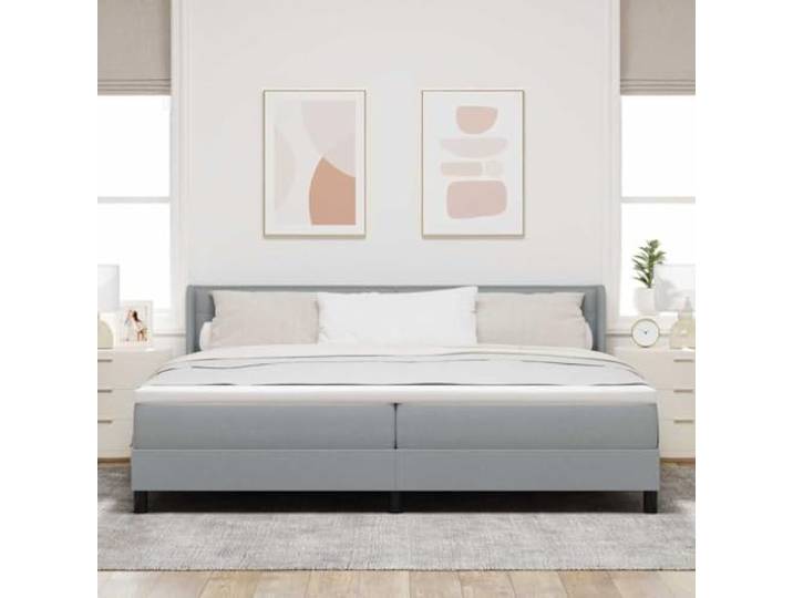 KTHLBRH Boxspringbett mit Kopfteil hellgrau 200 x 200 cm Gepolsterter Stoff, modernes Design, Basis mit Matratze