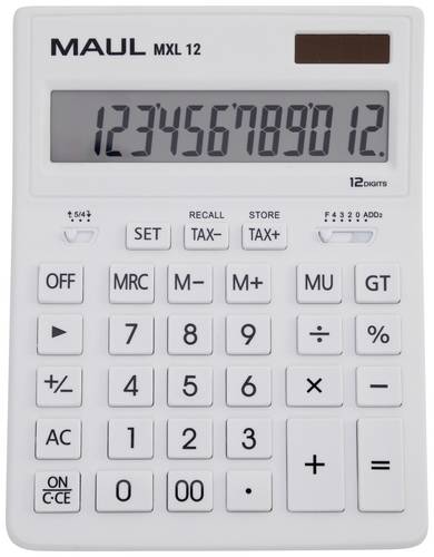 Maul MXL 12 Tischrechner Weiß Display (Stellen): 12 batteriebetrieben, solarbetrieben (B x H x T) 155 x 205 x 35mm