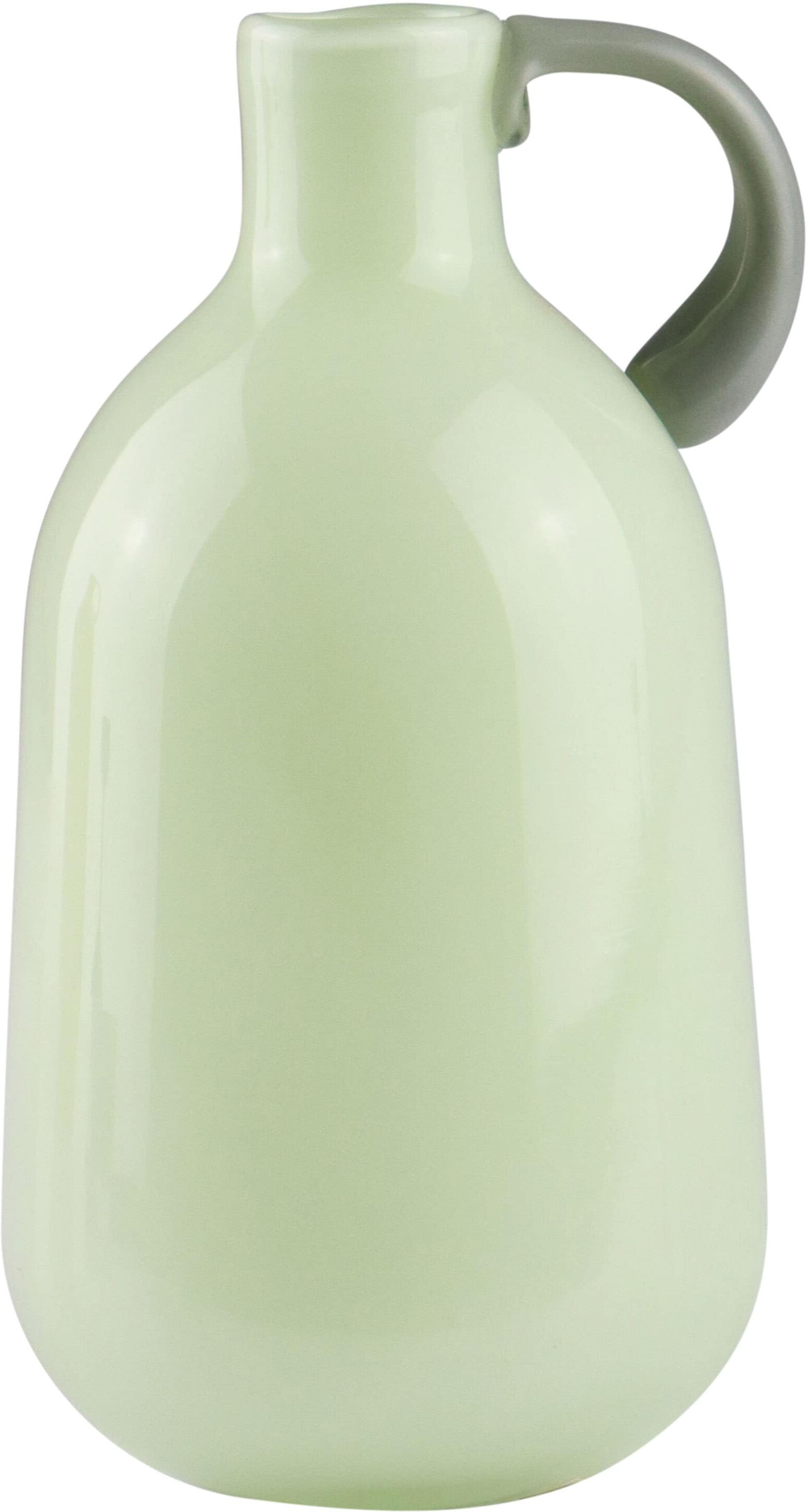 Dekovase AM DESIGN "Grüne Glasvase mit grauem Griff", grün, B:9cm H:16,5cm, Glas, Vasen, Dekovase, für einen modernen Look grün B/H/T: 9cm x 16,5cm
