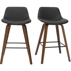 Barhocker skandinavisches Design schwarz und Holz H65 cm (2er-Set) NONIE