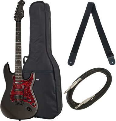 Harley Benton ST-20HSS SBK St. Series Bundle Schwarz matt