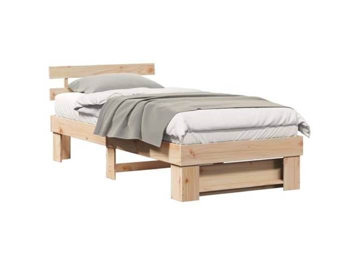 PUGYNBK Bettgestell Braun 80 x 200 cm Kiefer massiv Lattenrost, fester Stand, einfache Montage, modernes Design, Langlebigkeit
