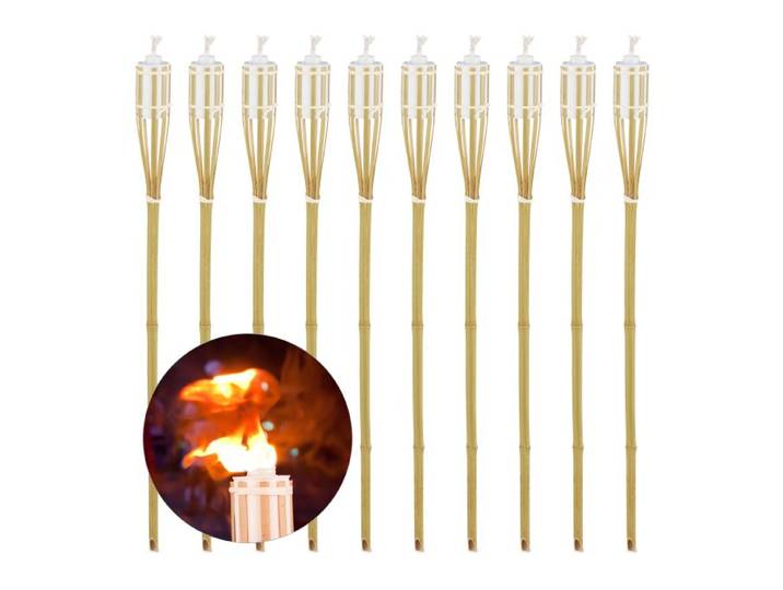 Relaxdays Gartenfackel 10er Set Natur