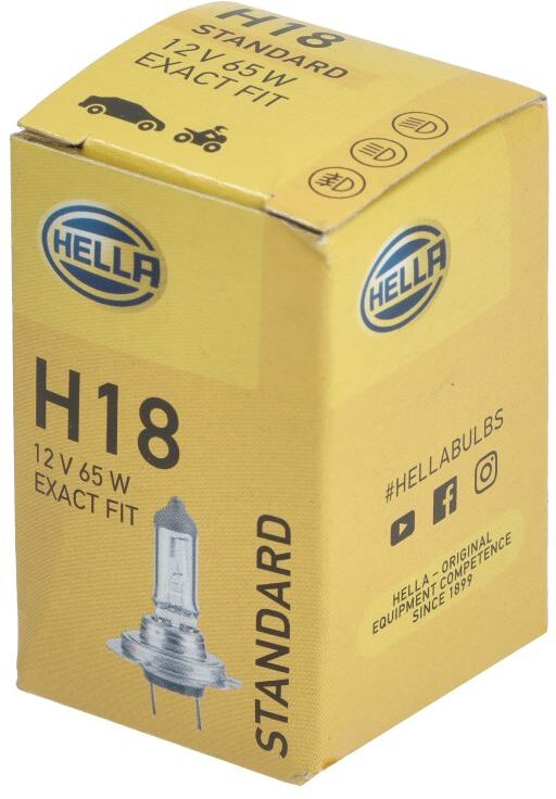 Glühlampe Halogen HELLA H18 Standard 12V, 65W, 1 Stück
