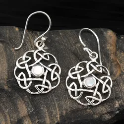 Drachensilber keltische Ohrhänger Perlmutt 925 Sterlingsilber (Paar) - Silber