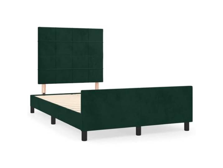 PUGYNBK Bettgestell aus Samt, Dunkelgrün, 120 x 190 cm Verstellbares Kopfteil, robuste Beine, Sperrholzlatten, Rückenstütze