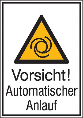 Warn-Kombischild Vorsicht! Automatischer Anlauf Folie selbstklebend (B x H) 131mm x 185mm ISO 7010 1St.