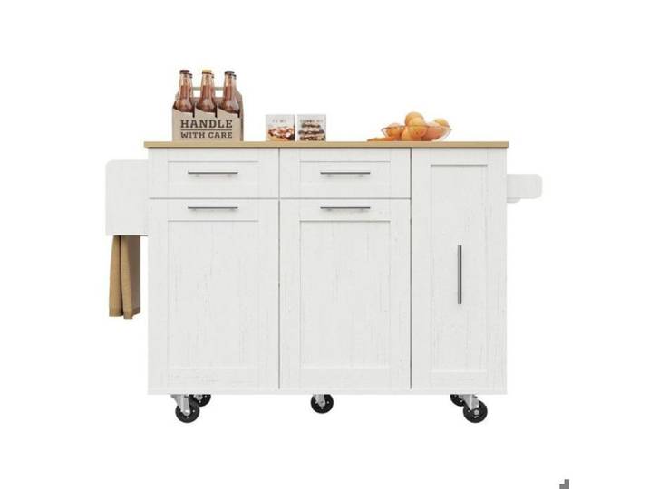 Étagères + rangement extensible îlot cuisine Effet bois blanc + Buffet desserte multifonction multicolore DESSERTE DE CUISINE