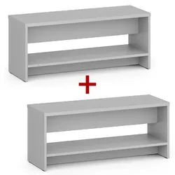 Umkleidebank mit schuhablage 1+1 GRATIS, verstärkt, 1000 mm breit, grau