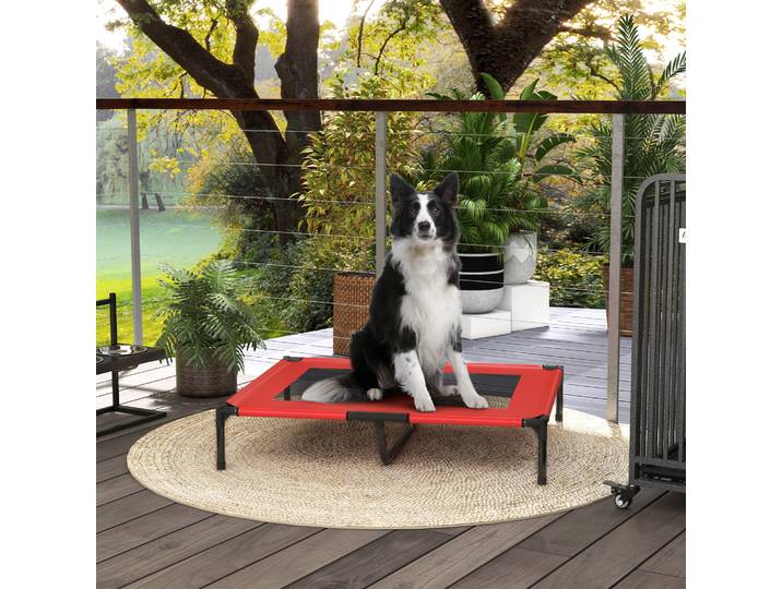 PawHut Lit Surélevé Animaux Tissu Oxford Métal