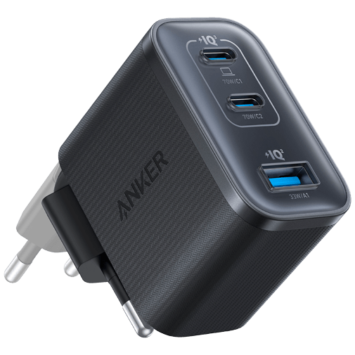 Anker Dual USB-C + USB-A Schnellladegerät 70W Schwarz