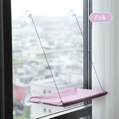 Inspire Picks Heavy Duty Hanging Cat Window Hammock Bed With Climbing Frame Support pink