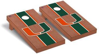 Skip's Garage Miami Hurricanes Rosewood Cornhole Board Set