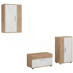 Vicco, Wohnwand, Wohnwand Berno, Goldkraft Eiche/Weiss, 3-teiliges Set (28.30 x 50.10 x 78.40 cm)