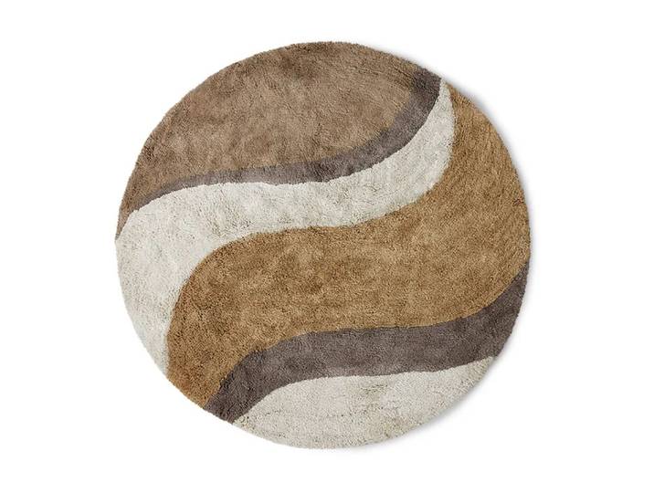 HKliving Tapis de salle de bain Natural waves Ø 120 cm Natural multicolours