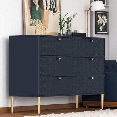 ZWYO HOSIMU "47.8"" Wide 3D Honeycomb 6-Drawer Dresser with Modern Storage Design"