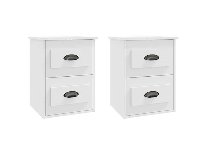 LMTYOENFG Wandnachttisch 2er Set Hängend Weiß 41,5x36x53 cm Platzsparende Nachtkonsolen fürs Schlafzimmer: Je 2 Auszüge bieten geordneten Raum ohne wertvolle Stellfläche zu belegen.