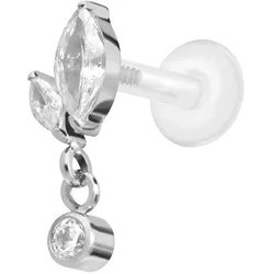 PTFE Labret mit Innengewinde + Titan-Aufsatz KNOSPE + KRISTALL