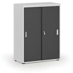 Büroschrank mit Schiebetür PRIMO WHITE, 800 x 420 x 1087 mm, weiß/Graphit
