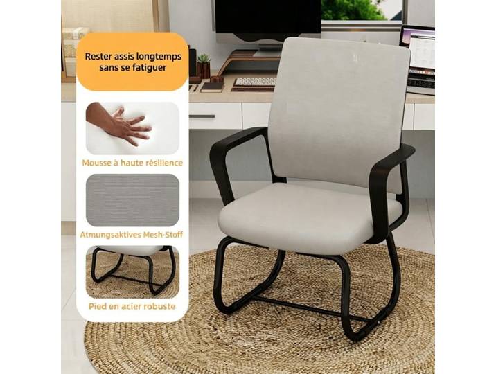 URTR Chaise de bureau minimaliste et moderne cadre métal douce et confortable pour maison et bureau Gris noir