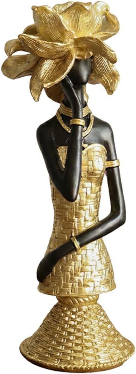 Tribal Dame Beeldjes - Exotische Multicolor Decoratieve Sculptuur voor op Tafel