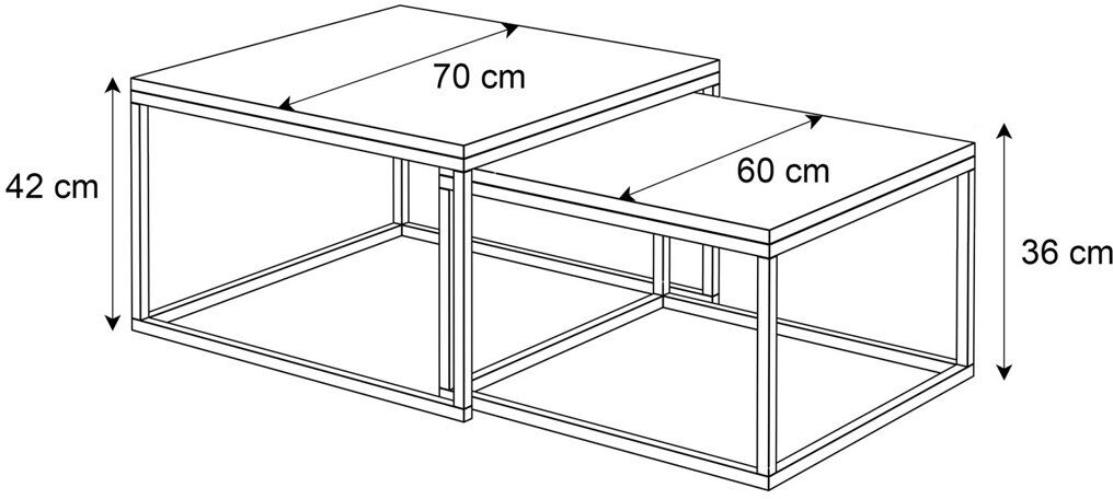 Latitude Run Sattley 2 Piece Coffee Table Black/Black Matt 46" H x 70" L x 70" W