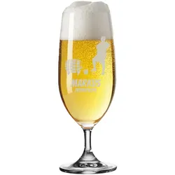 Biertulpe Pilsglas 360 ml mit Gravur - Spieler mit Bierfass
