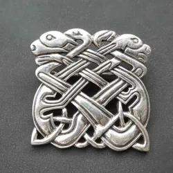 Drachensilber Brosche keltische Hunde Silberschmuck 925 Silber - Silber