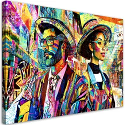 LEINWANDBILD Frau und Mann Abstraktion 60x40cm